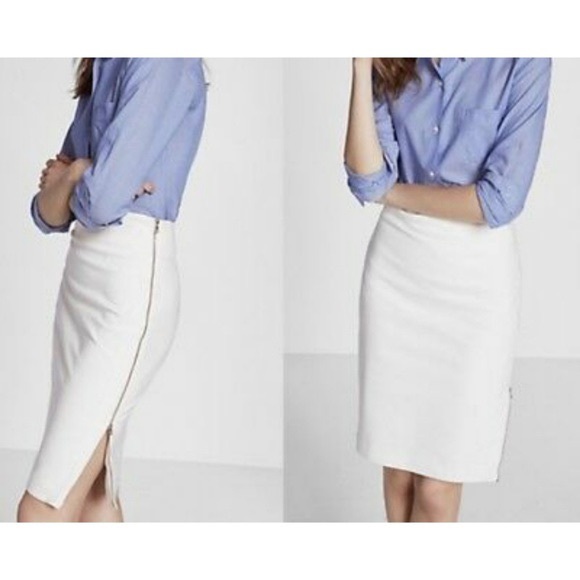 Express white pencil skirt with zipper accent - adjust the slit - Picture 2 of 9